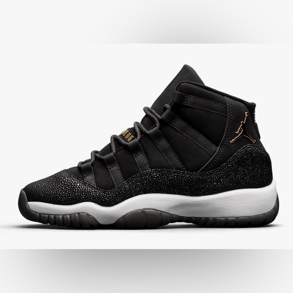 2017 Nike Air Jordan XI 11 Retro Heiress Blk Gold Stingray 852625-030‎ GS
